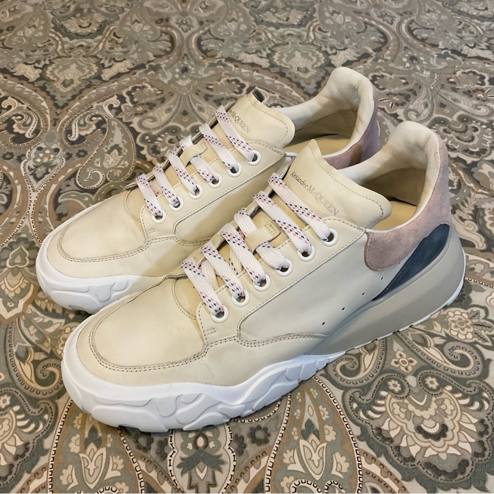 EUC Alexander McQueen Court Mixed Media Leather Trainer Mens Sz 44